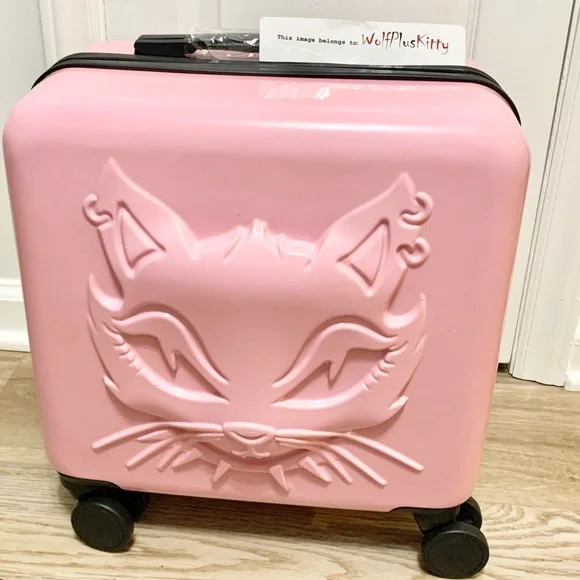 Dolls home pink punk positive Cattitude rolling travel bag NEW - Picture 1 of 10